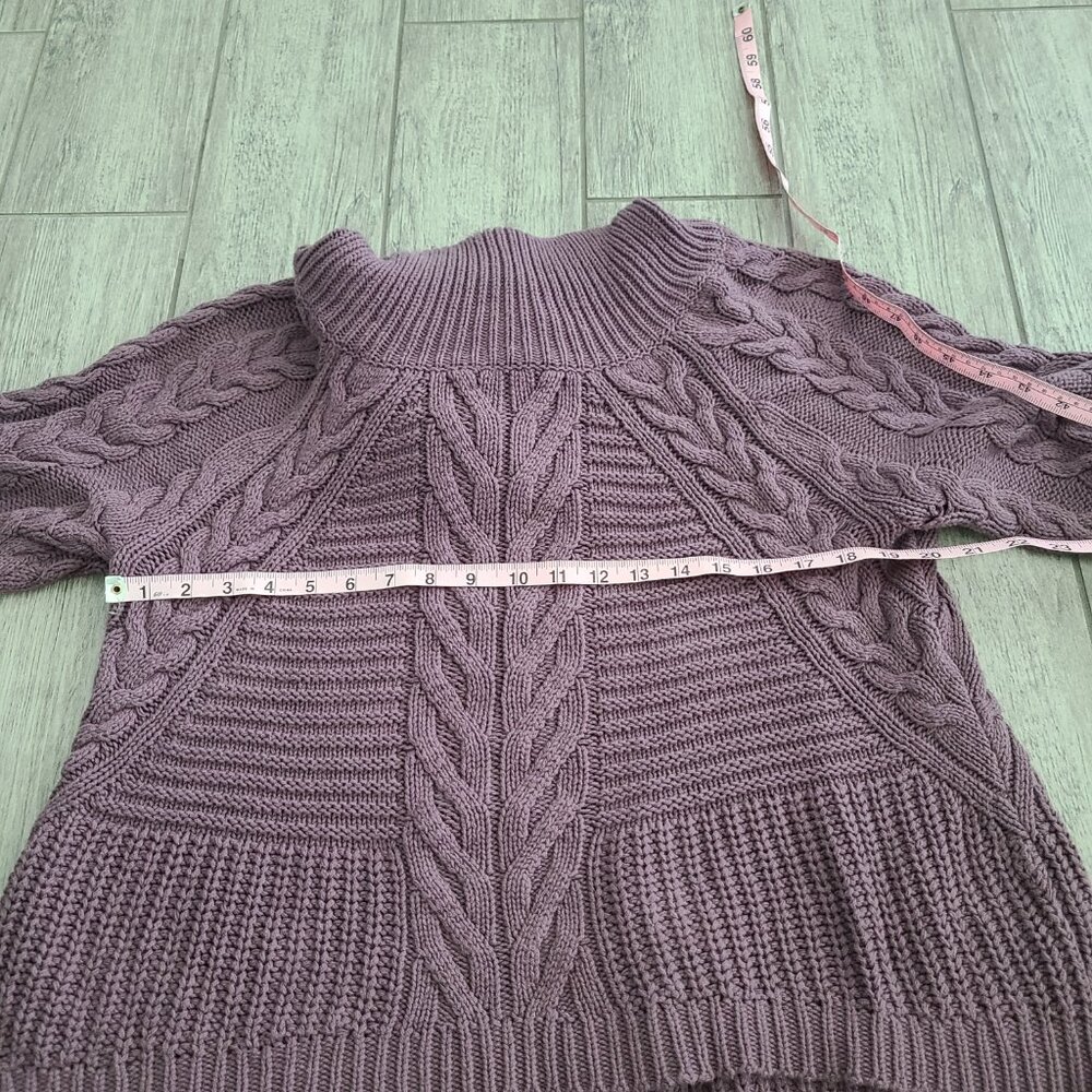 Express Women's Cable Knit Turtleneck Sweater Purple Size Large - Picture 6 of 9